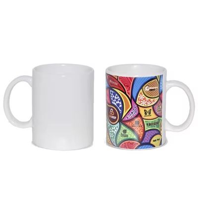 Taza de cerámica de calidad alimentaria segura de 11 oz de tamaño blanco con patrón personalizado Taza de café para oficina