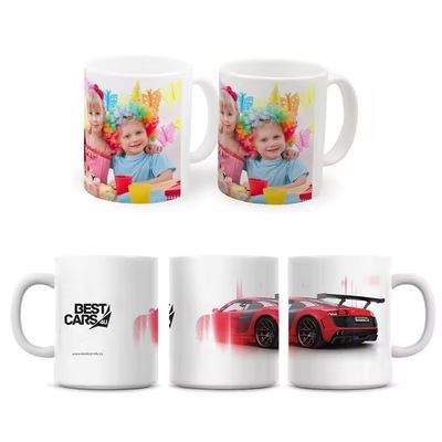 Taza de cerámica de calidad alimentaria segura de 11 oz de tamaño blanco con patrón personalizado Taza de café para oficina