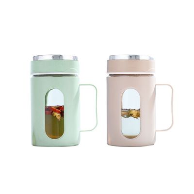 500 ml de vidrio exquisito regalo estudiante simple prueba de fugas taza de oficina botellas de agua con tapa y mango