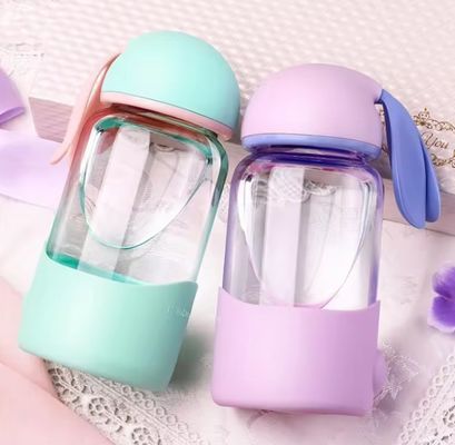 340ml aislamiento térmico personalizado oreja de conejo linda botella de agua de vidrio para unisexo al aire libre
