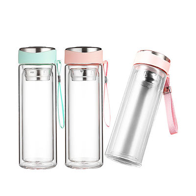 Fabricantes Logotipo personalizado Botellas de vidrio de paredes dobles de 320 ml para estilo de diseño de lujo