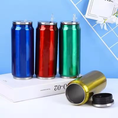 201 Acero inoxidable de doble pared aislado al vacío botella de cola con tapa de paja