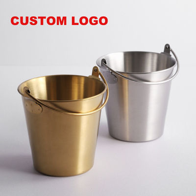 Cubo de hielo de acero inoxidable 304 para cerveza y champaña Oro Mini Frites Bote de bocadillos