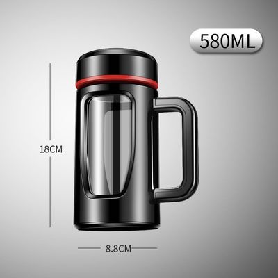 Vidrio de alto borosilicato de gran capacidad de excursión de vidrio al aire libre con mango y tapa
