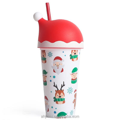 Logotipo personalizado aceptable Red Santa Hat Tumbler 20 oz Copa de plástico reutilizable para regalos