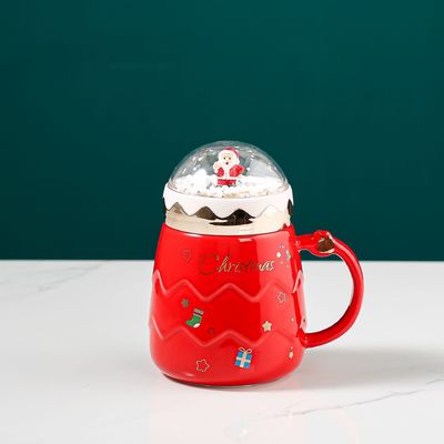 Conjunto de taza de esmalte de cerámica Taza roja para el regalo de Navidad Función de taza de agua de leche de café