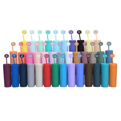16 oz Taza de Bebida de Pared Doble con tapa y paja helada Frito Bebida Directa Botella delgada
