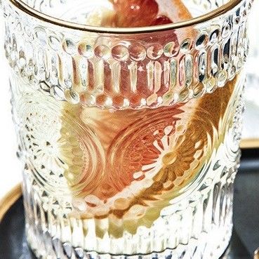 Taza de agua de vidrio de girasol de vidrio con bordes de oro en relieve para amantes del café