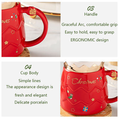 Diseño de dibujos animados de gran capacidad Santa Taza de agua con tapa taza para regalos de negocios