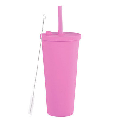Venta Taza de plástico reutilizable con logotipo personalizado de paja multicolor 24 oz tumblers de pared doble