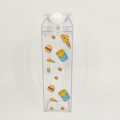 Taza transparente a prueba de fugas Botella de agua de plástico de 500 ml sin BPA Forma de cartón cuadrado de leche