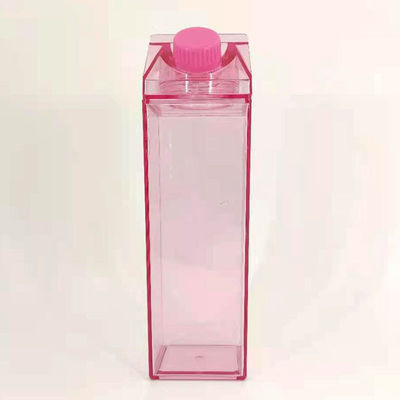 Taza transparente a prueba de fugas Botella de agua de plástico de 500 ml sin BPA Forma de cartón cuadrado de leche