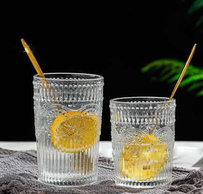 Cristal claro de girasol whisky café agua copa de vidrio tumbler con borde de oro y logotipo