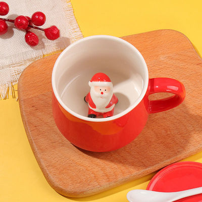 Taza de té de cerámica hecha a mano 3D de Navidad sostenible para regalos y fiestas