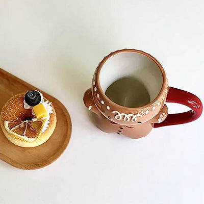 Taza de leche de cerámica de Navidad ecológica de 300 ml con diseño de taza de té de dibujos animados en 3D