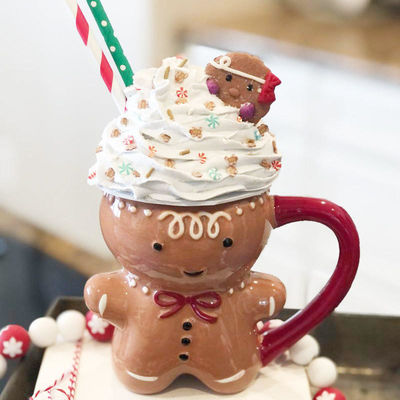 Día de Navidad Fiestas personalizadas 300 ml Hombre de jengibre divertido y mágico con taza de galletas