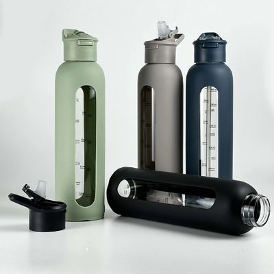 700 ml/1000 ml de capacidad Botella de agua motivacional con paja y manguera protectora