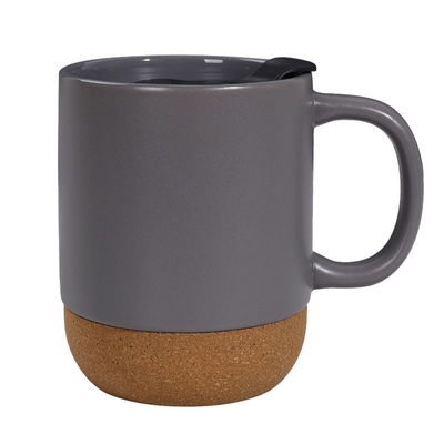 450ml de corcho base de piedra cerámica mate taza de café con tapa de PP perfecto regalo de fiesta