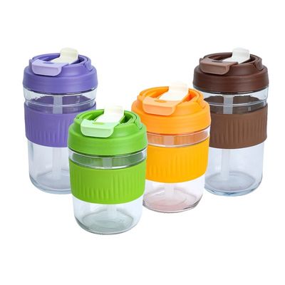 400ML/550ML de alta base pesada copa de vidrio transparente con paja diseño creativo y único