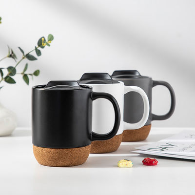 450ml de corcho base de piedra cerámica mate taza de café con tapa de PP perfecto regalo de fiesta