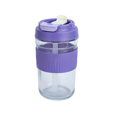 400ML/550ML de alta base pesada copa de vidrio transparente con paja diseño creativo y único