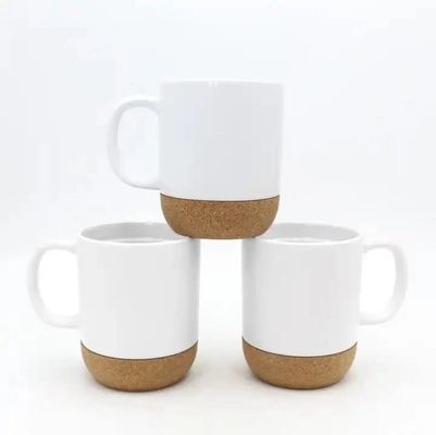 450ML Logotipo personalizado Matte Negro Blanco Base de Corcho Cerámica Taza de viaje de café con tapa de PP
