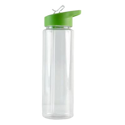 Diseño moderno 350ml de plástico claro sin BPA botella de agua con paja de vuelta para viajar