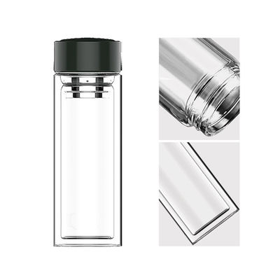 Botella de agua de vidrio con filtro de té Material borosilicato de diseño portátil de doble capa