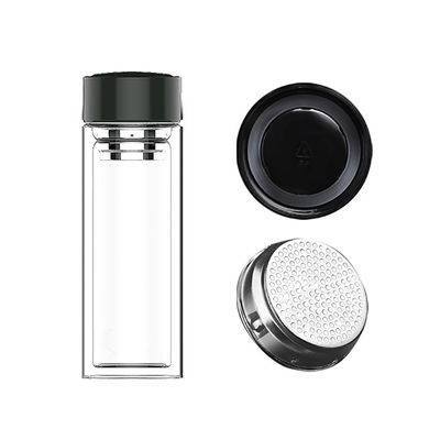 Botella de agua de vidrio con filtro de té Material borosilicato de diseño portátil de doble capa