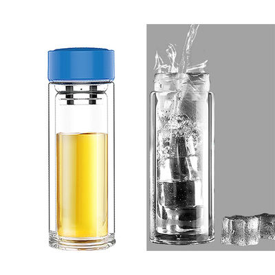 Botella de agua de vidrio con filtro de té Material borosilicato de diseño portátil de doble capa