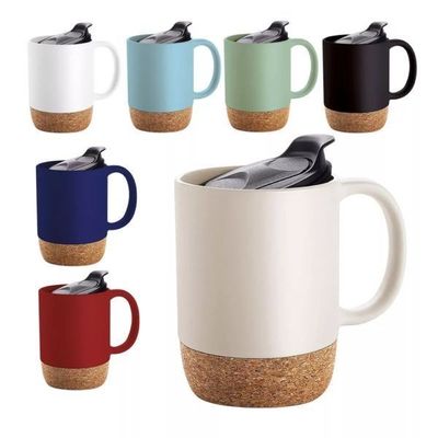 Color negro mate glaseado Cerámica de corcho Bottom Tazas de café con logotipo personalizado
