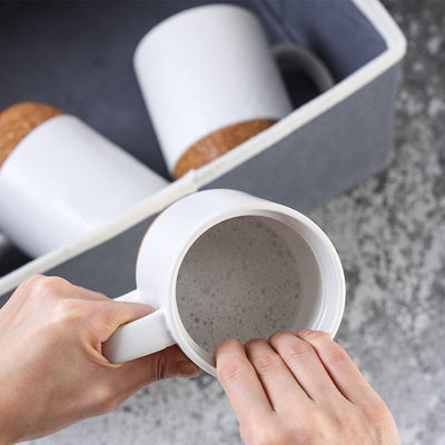 Color negro mate glaseado Cerámica de corcho Bottom Tazas de café con logotipo personalizado