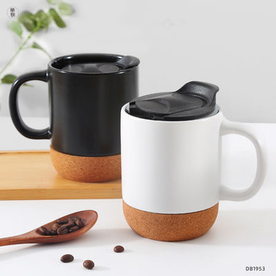Color negro mate glaseado Cerámica de corcho Bottom Tazas de café con logotipo personalizado
