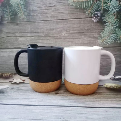 Color negro mate glaseado Cerámica de corcho Bottom Tazas de café con logotipo personalizado