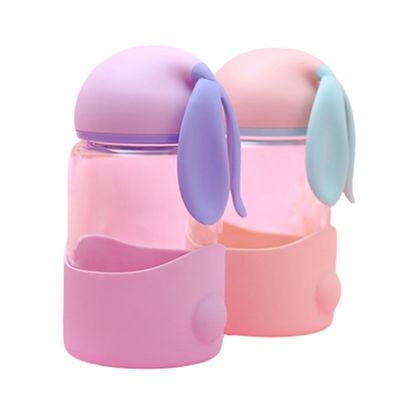 Performance de aislamiento térmico 340ml botella de agua de vidrio de conejo diseño unisex para niños