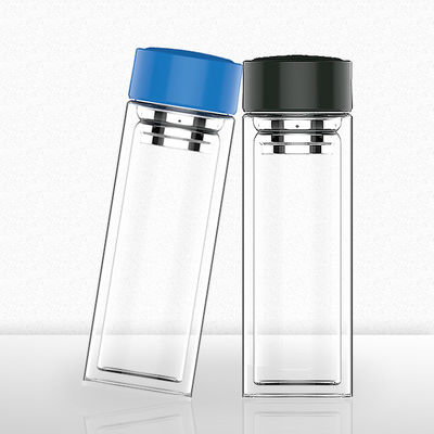 Botella de agua reciclable con tapa Eco-amigable, duradera, logotipo personalizable Botella de vidrio