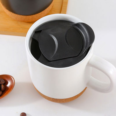 14 OZ Base de corcho Piedra Matte Diseño personalizado Taza de café de cerámica con tapa de PP y duradera