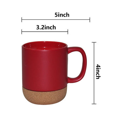 14 OZ Base de corcho Piedra Matte Diseño personalizado Taza de café de cerámica con tapa de PP y duradera