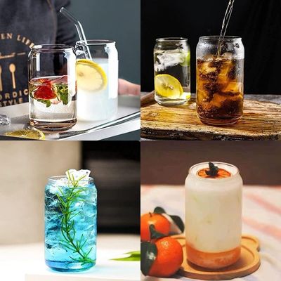 16 oz de taza de café helado burbuja de té pop lata de cerveza vino bebida copa de vidrio con paja de vidrio