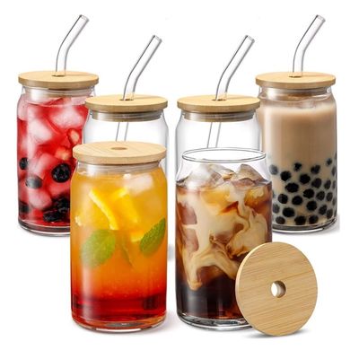 16 oz de vidrio de té en forma de burbuja con tapa para jugo, leche, cerveza, refresco y gaseosas