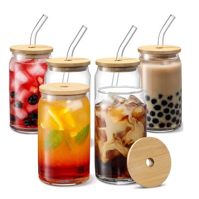 Oportunidad de fiesta 16 oz lata de cerveza en forma de copa con tapa de bambú y paja