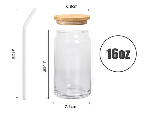 Oportunidad de fiesta 16 oz lata de cerveza en forma de copa con tapa de bambú y paja