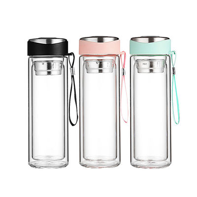 Botella de agua de vidrio libre de BPA con tapa para café, té, cerveza y jugo