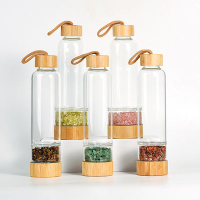 Botella de agua de vidrio de diseño profesional con cristal y piedras preciosas Capacidad 500ml