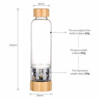 Botella de agua de vidrio de diseño profesional con cristal y piedras preciosas Capacidad 500ml