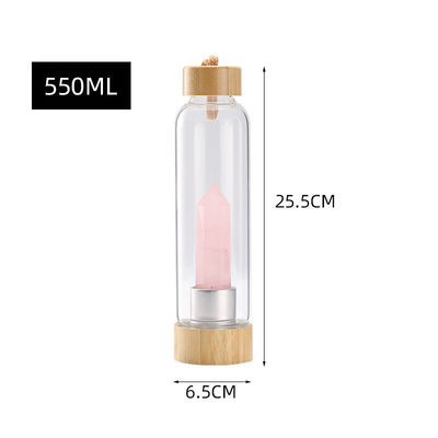 Regalos de negocios Botella de agua de cristal con capacidad de 500 ml y piedras de diseño atractivo