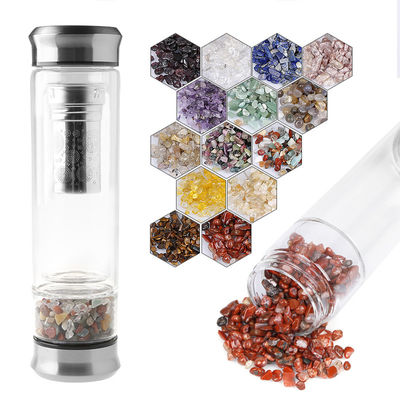 Botella de agua de vidrio con tapa para energía curativa Crystal Bpa Set regalo gratis