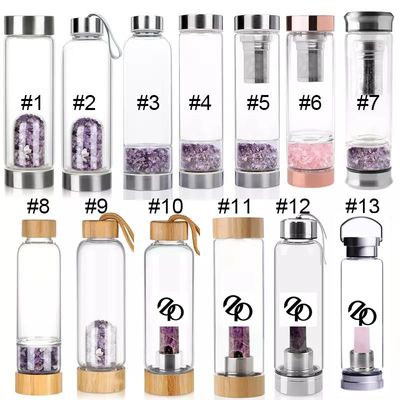 Botella de agua de vidrio con tapa para energía curativa Crystal Bpa Set regalo gratis