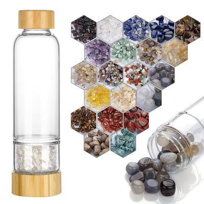 Botella de agua de cristal de piedra reutilizable con diseño elegante para niñas 500 ml portátil
