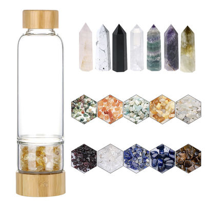 Botella de agua de cristal de piedra reutilizable con diseño elegante para niñas 500 ml portátil
